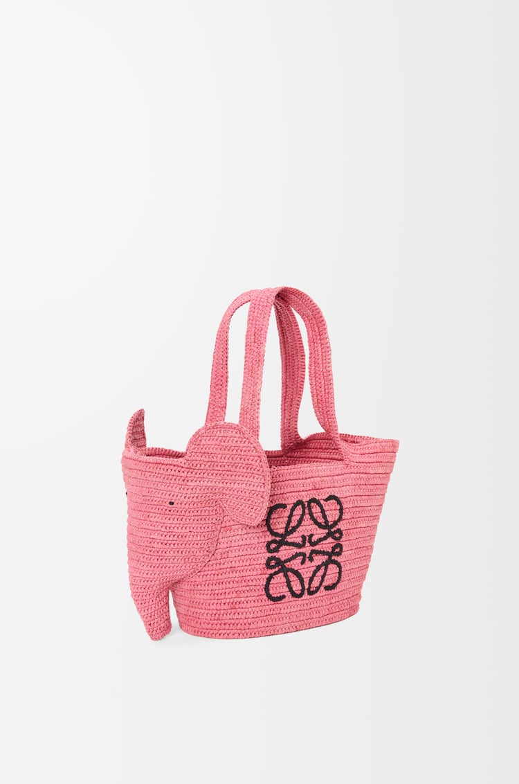 LOEWE Small Elephant Basket bag in raffia Sunset Pink