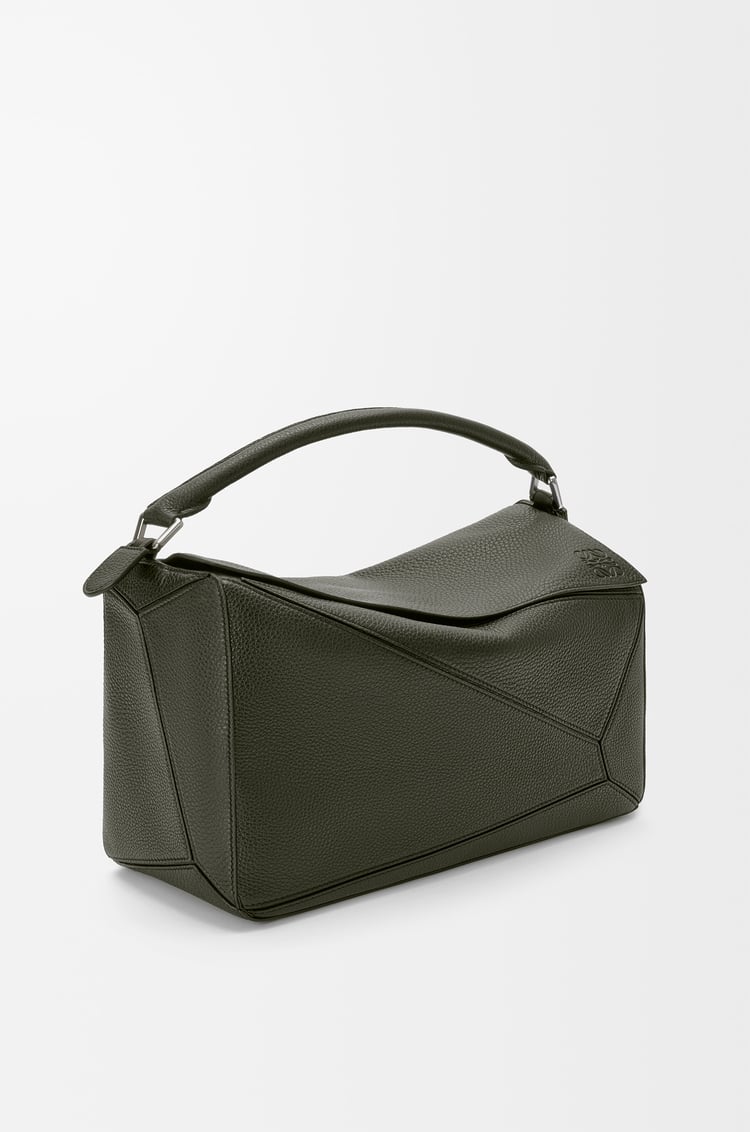 LOEWE Large Puzzle bag in supple grained calfskin Dark Khaki