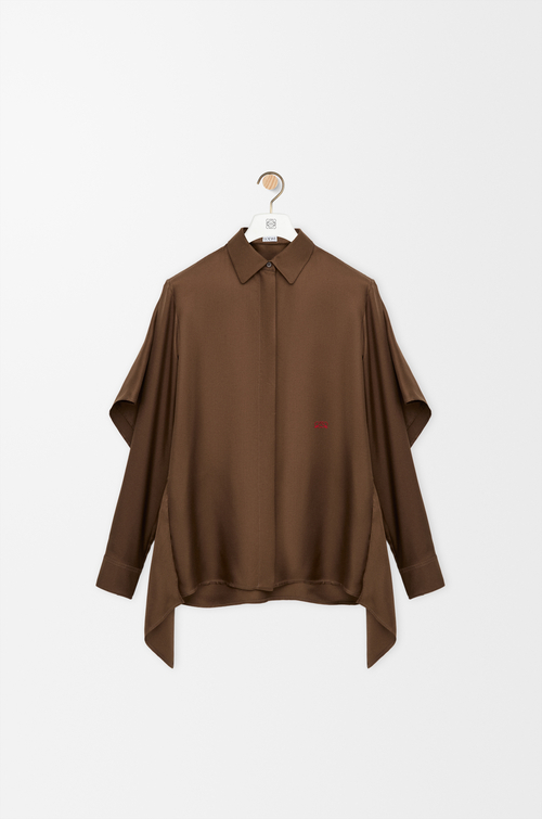 LOEWE Camisa tipo capa en seda Marrón
