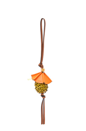 LOEWE Pineapple cocktail charm in calfskin and brass Yellow