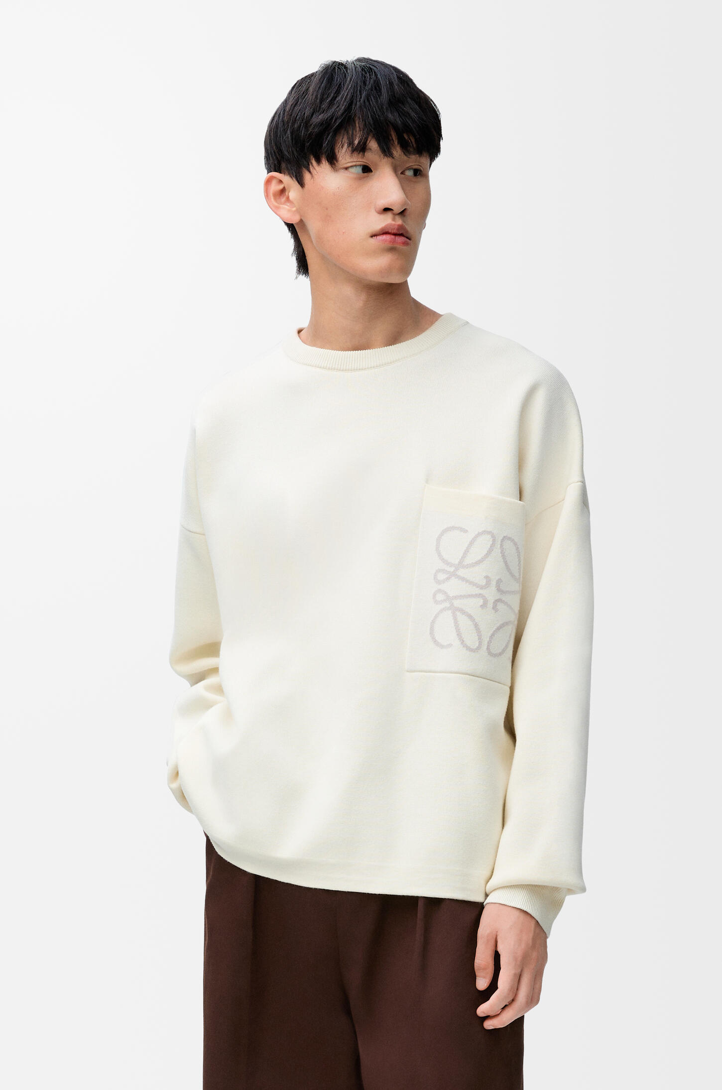LOEWE Sweater in cotton blend White/Light Grey