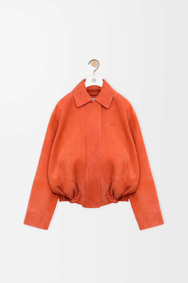 LOEWE Chaqueta con cordón de ajuste en ante de piel de cordero Naranja