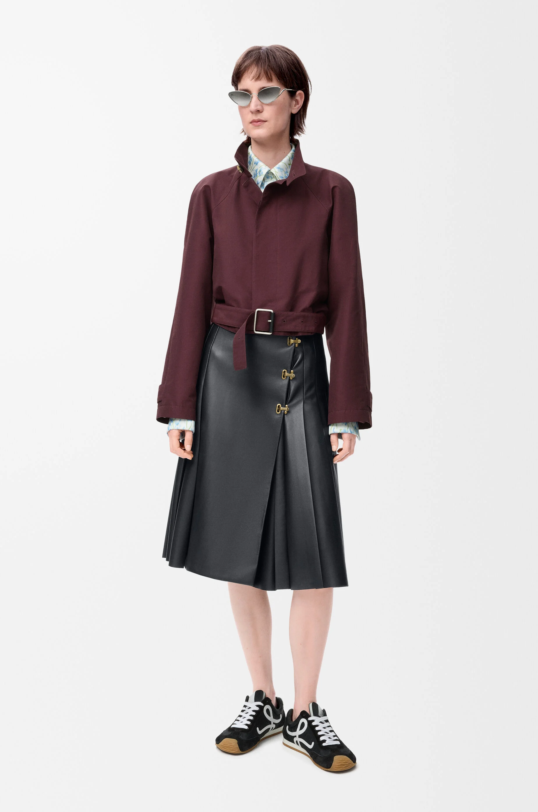 Pleated skirt in nappa lambskin Black - LOEWE