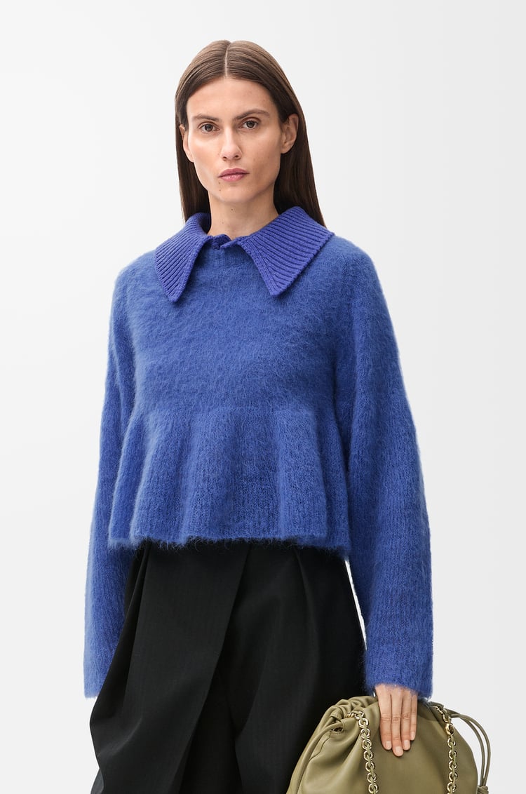 LOEWE Polo sweater in mohair blend Blue