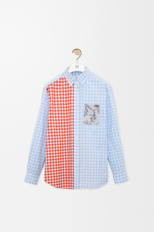 LOEWE Camisa en algodón Azul Claro/Naranja