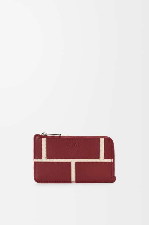 LOEWE Portacarte con portamonete in pelle di vitello classica Rosso Bruciato