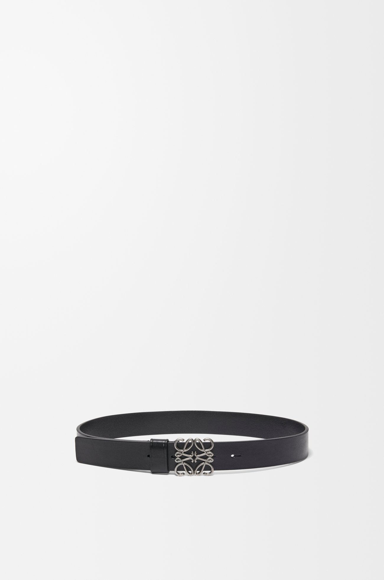 LOEWE Cinturón Anagram ancho en piel de ternera Negro/Paladio Vintage