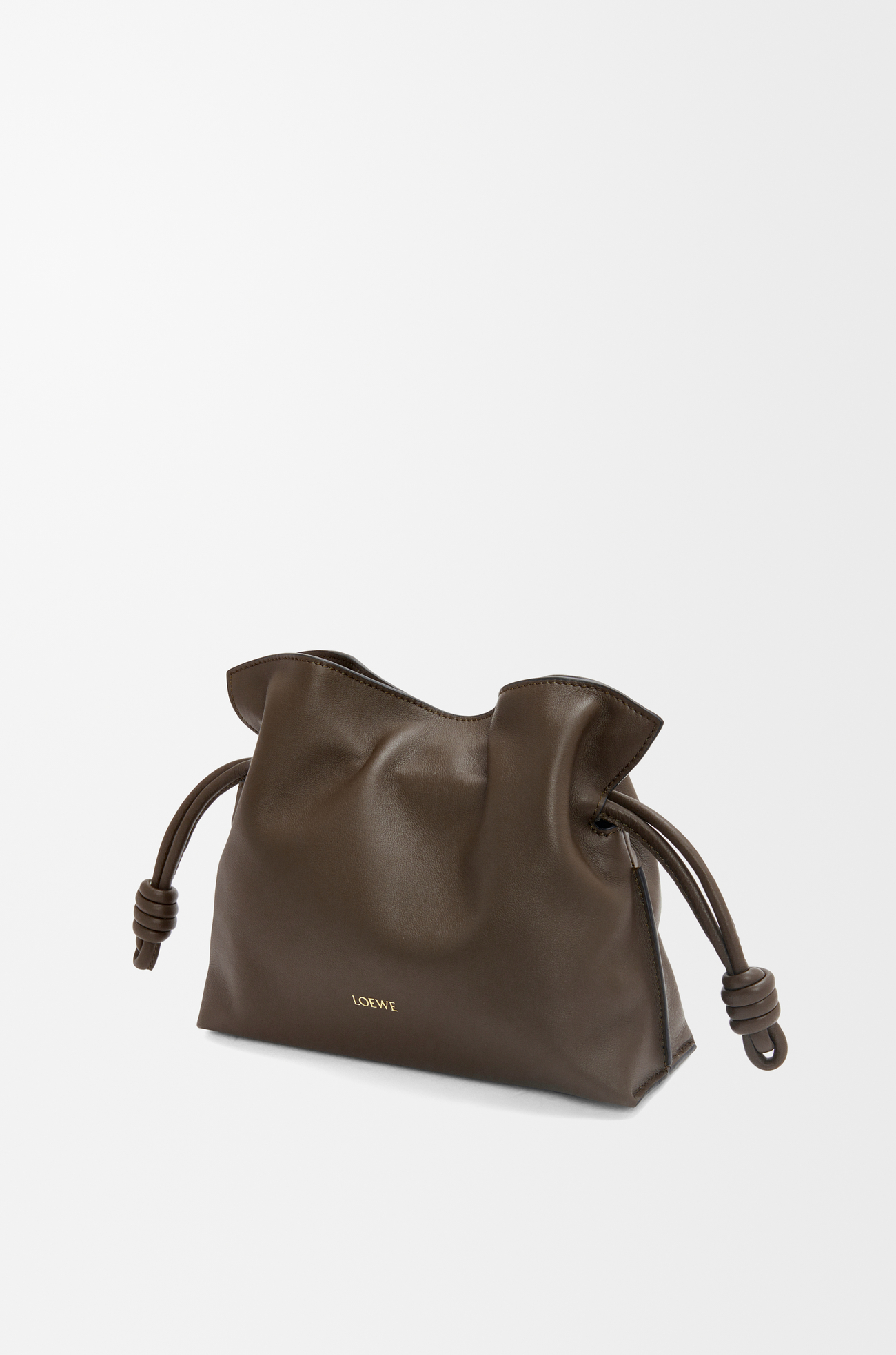 LOEWE 迷你纳帕牛皮革 Flamenco 手拿包 巧克力色