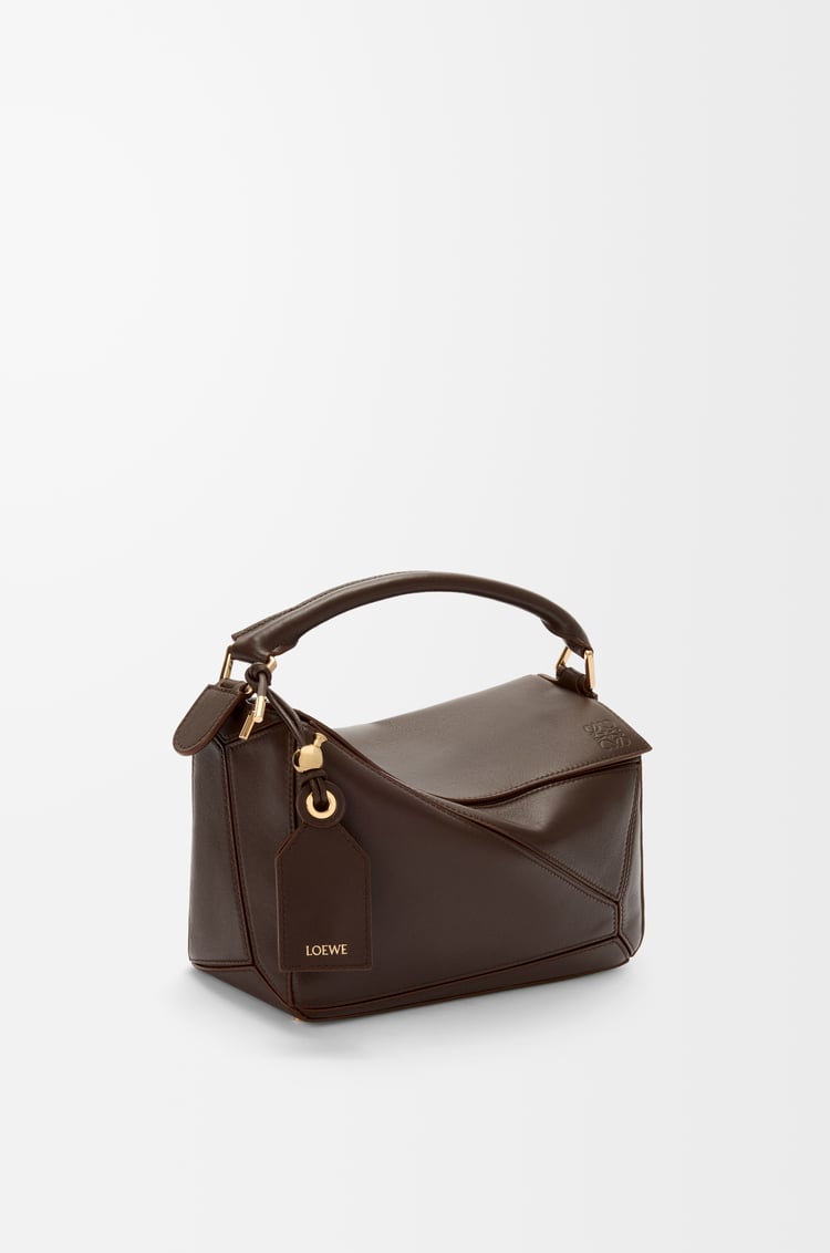 LOEWE Small Featherlight Puzzle bag in nappa lambskin Dark Brownie