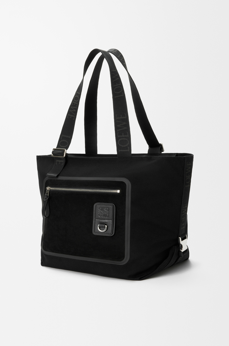 LOEWE Flex zipped tote in canvas and suede Black
