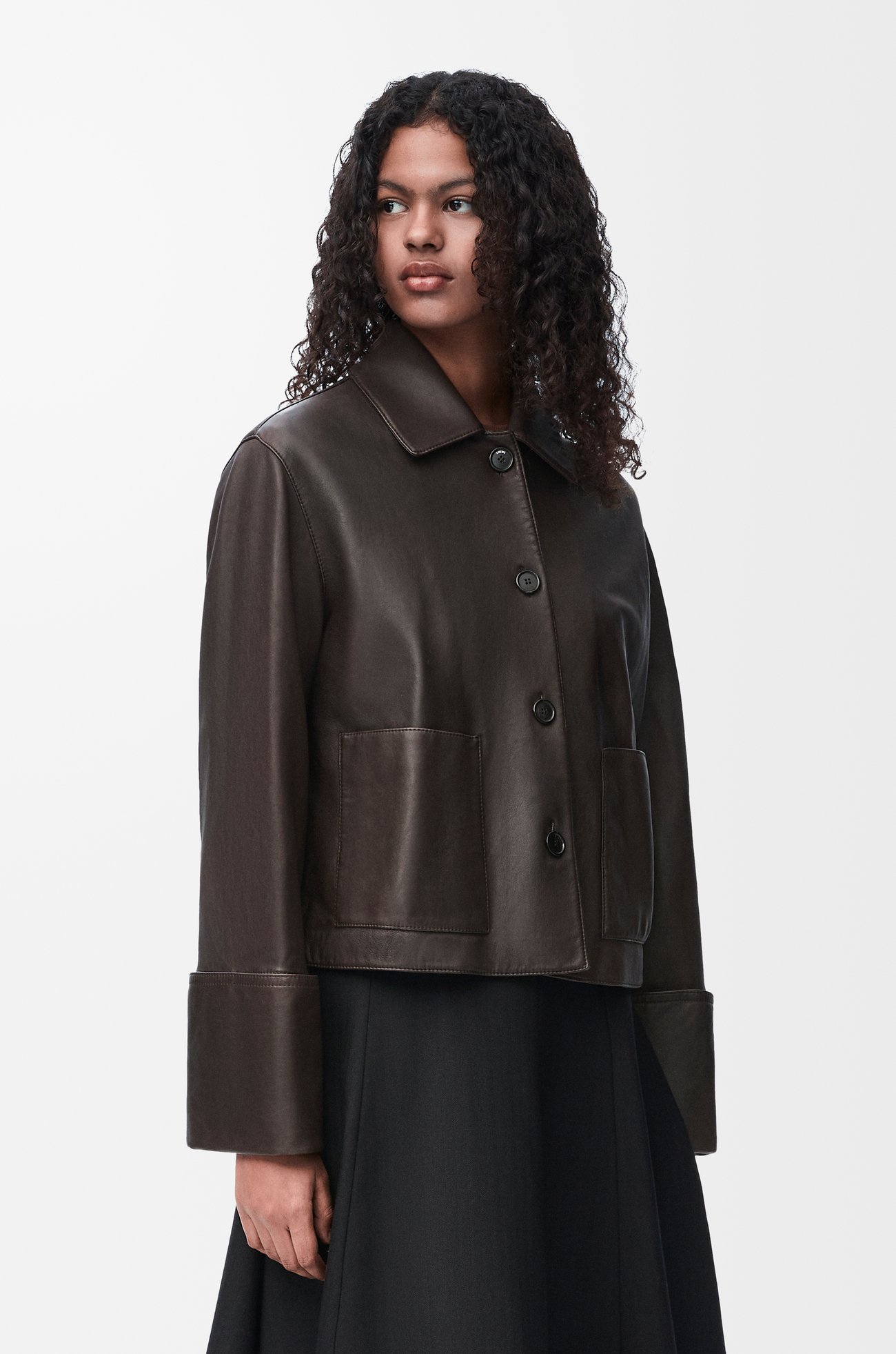 LOEWE Turn-up jacket in nappa lambskin Brown