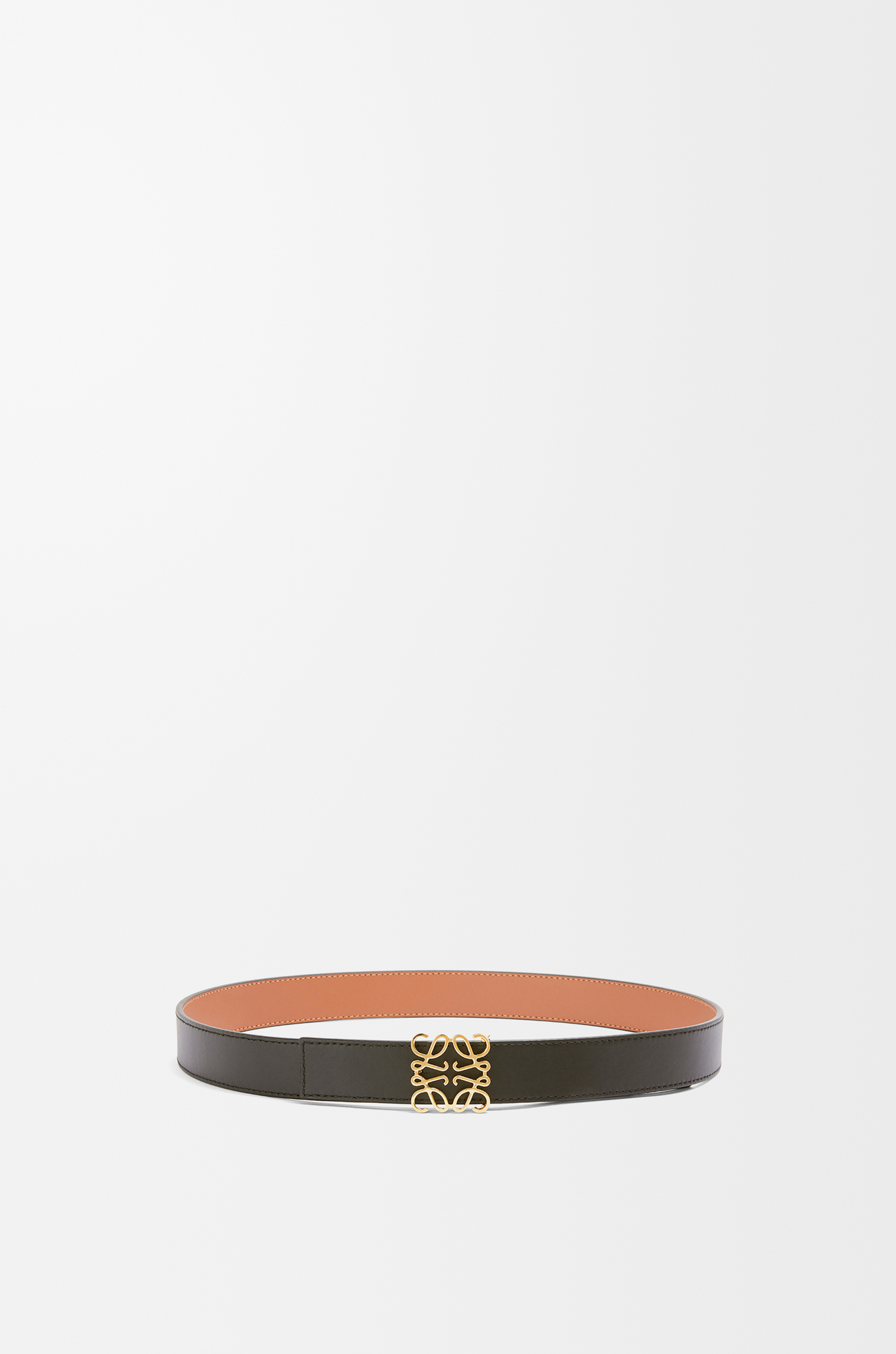 LOEWE リバーシブル アナグラム ベルト（スムースカーフ） タン/ブラック/ゴールド