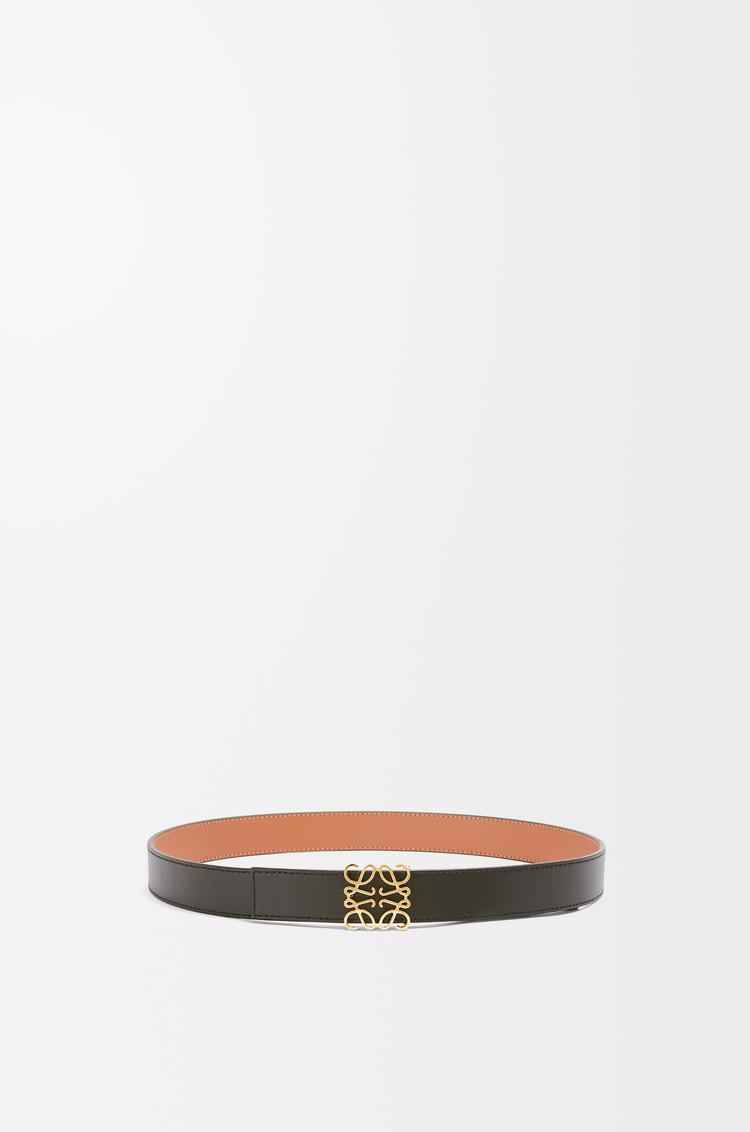 LOEWE Cinturón reversible Anagram en piel de ternera Bronceado/Negro/Dorado