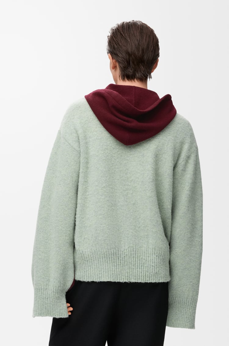 LOEWE Trompe l'oeil sweater in wool Green/Burgundy