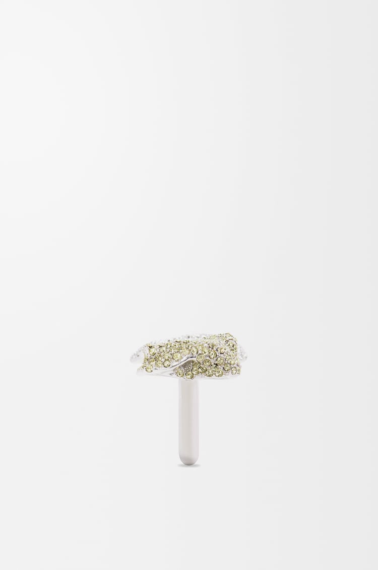 LOEWE Glitter Fragment double ring in sterling silver and crystals Silver/Transparent/Pale Yellow