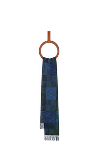 LOEWE Anagram scarf in wool and cashmere Navy/Dark Green