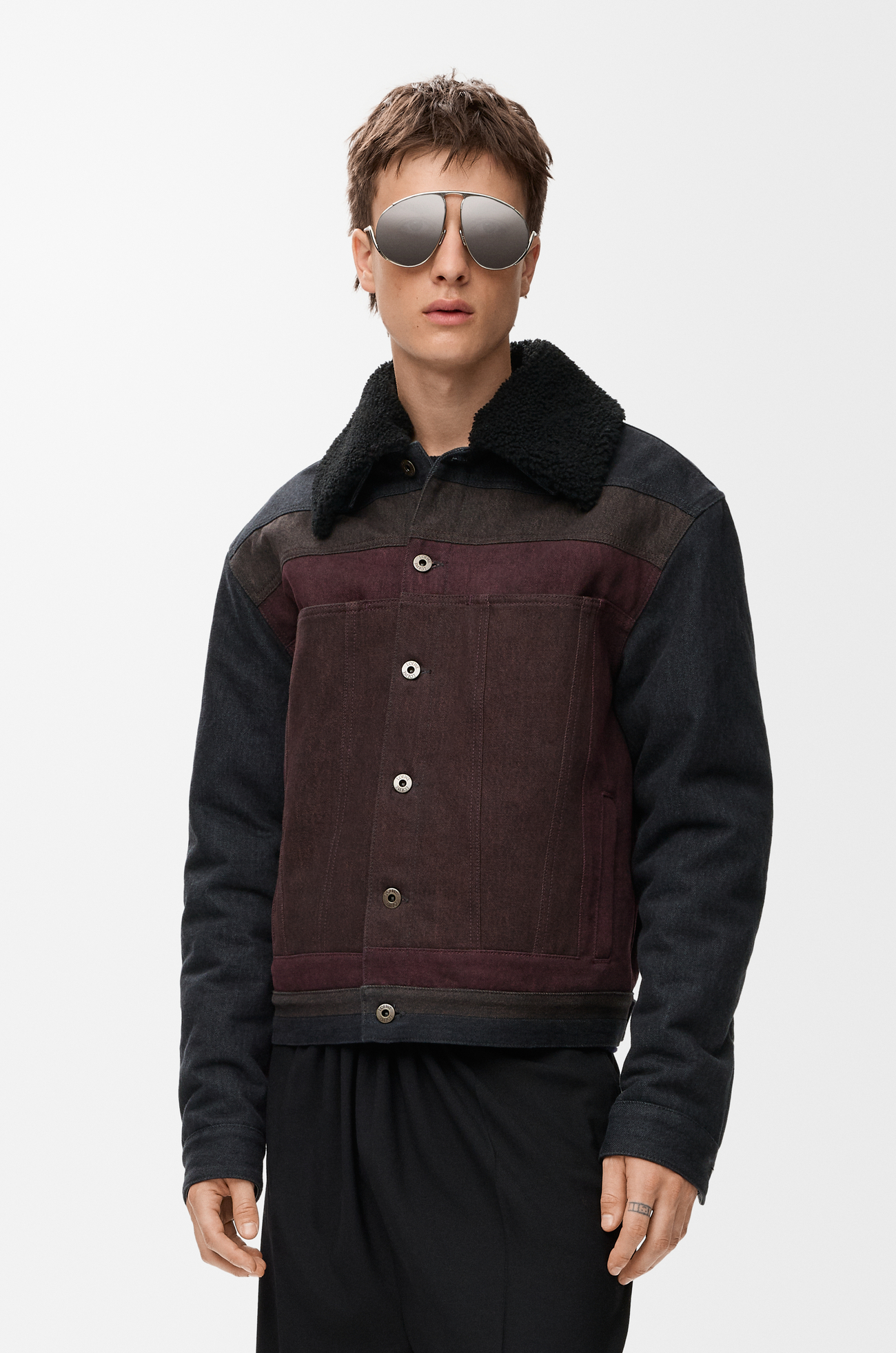 LOEWE Jacket in denim Black/Burgundy