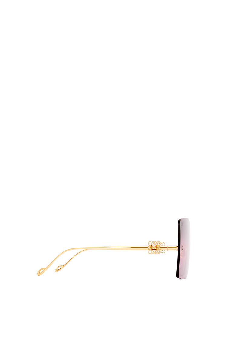 LOEWE 金屬無框面罩太陽眼鏡 粉色/深綠色