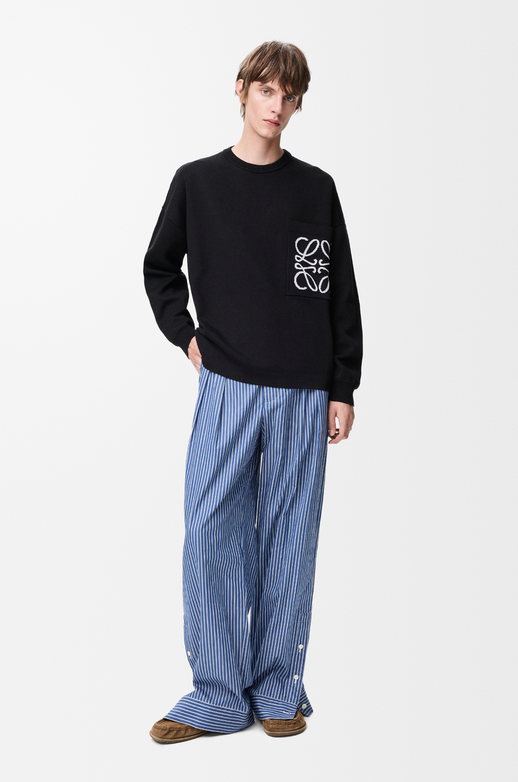 LOEWE Anagram pocket sweater in cotton blend Black/White