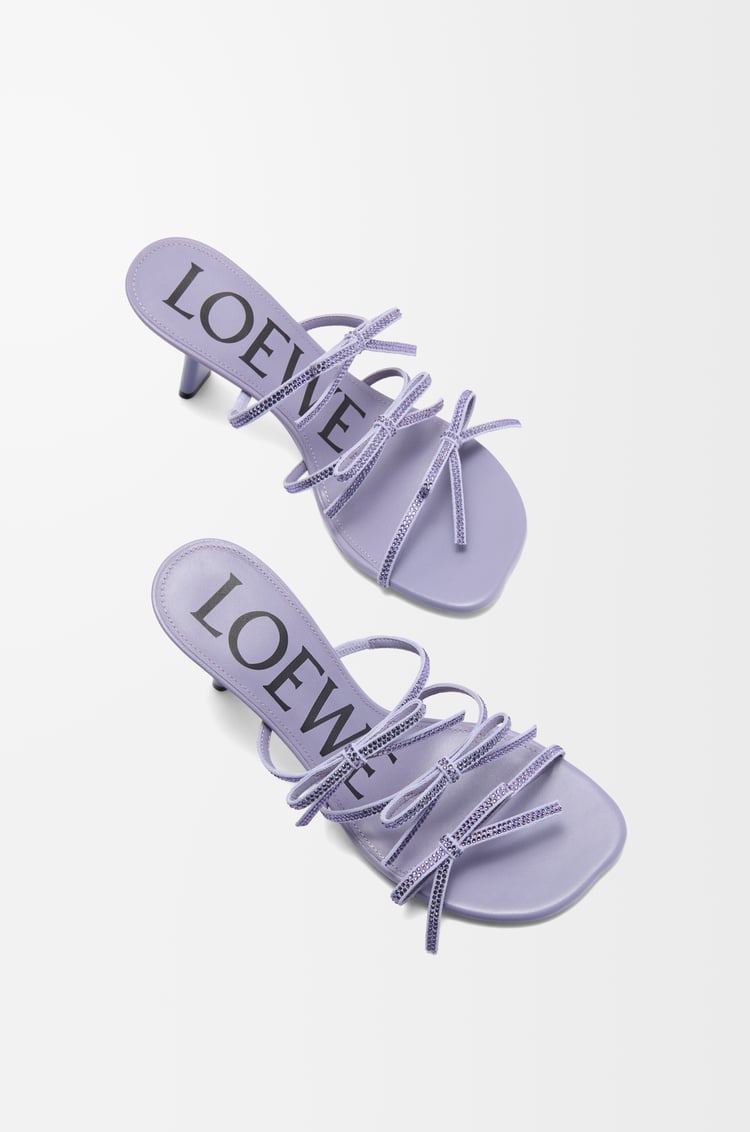 LOEWE Petal sandal in suede and rhinestones Lilac
