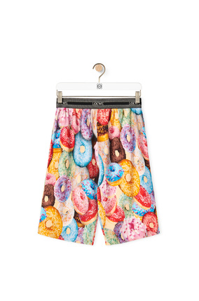 LOEWE Pantalón corto en algodón acanalado con estampado de donuts Multicolor