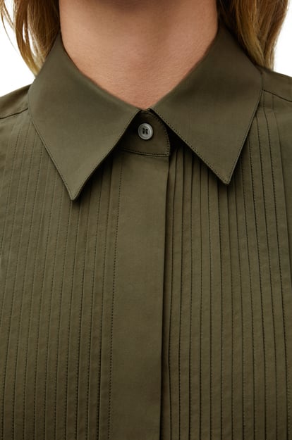 LOEWE Camisa plisada en algodón Verde Militar plp_rd