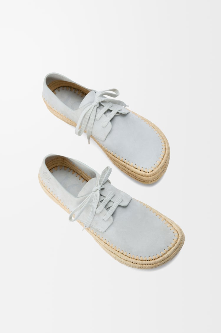 LOEWE Scarpe stringate Rio in pelle scamosciata e rafia Grigio Chiaro