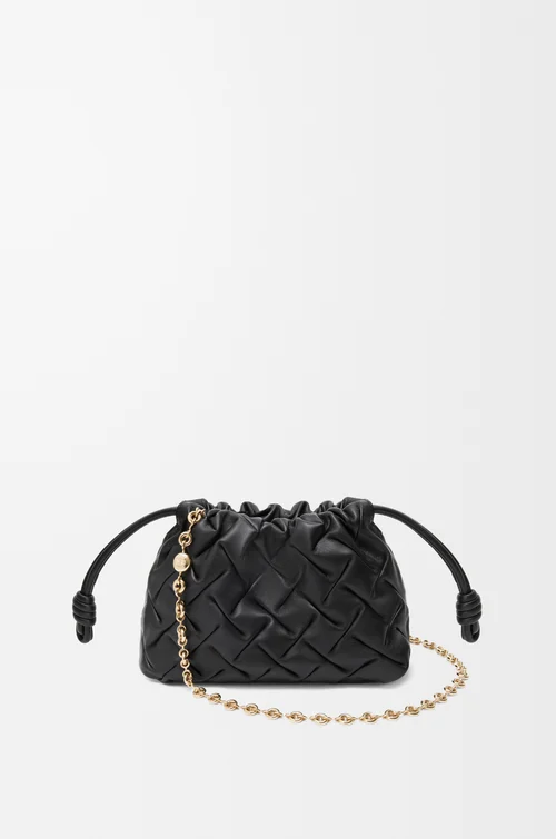 LOEWE Borsa Flamenco Purse mini in nappa di vitello con pieghe Nero