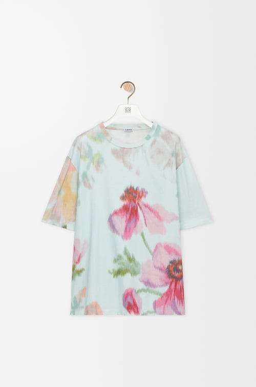 LOEWE 棉質寬鬆版型 T 恤 Light Blue/Multicolor