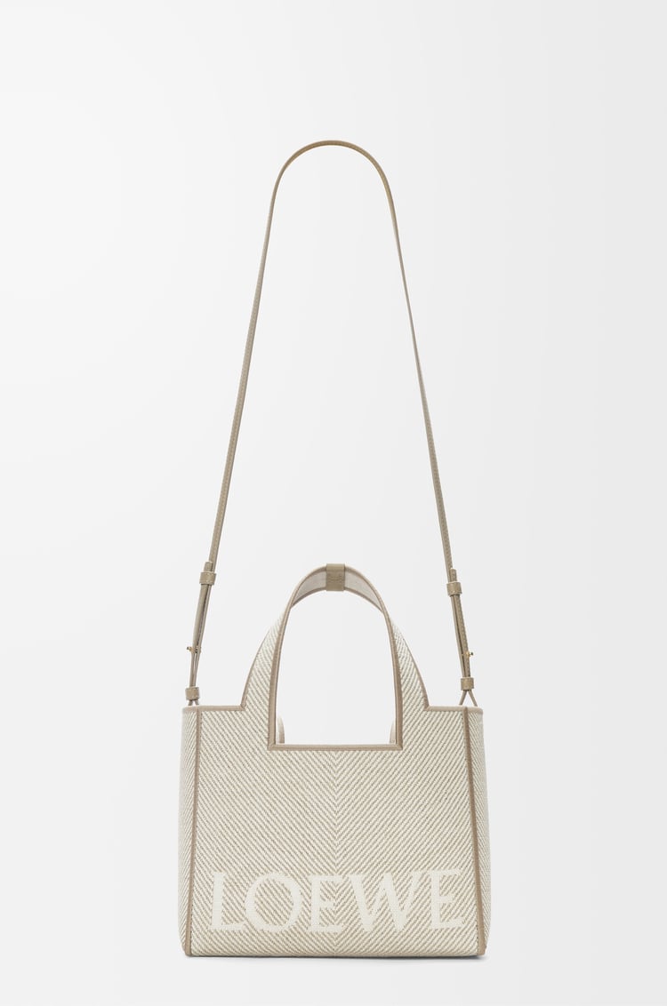 LOEWE Small LOEWE Font tote in jacquard canvas Ecru