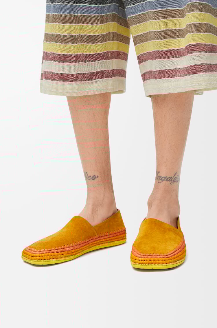 LOEWE Rio slipper in suede and raffia Orange