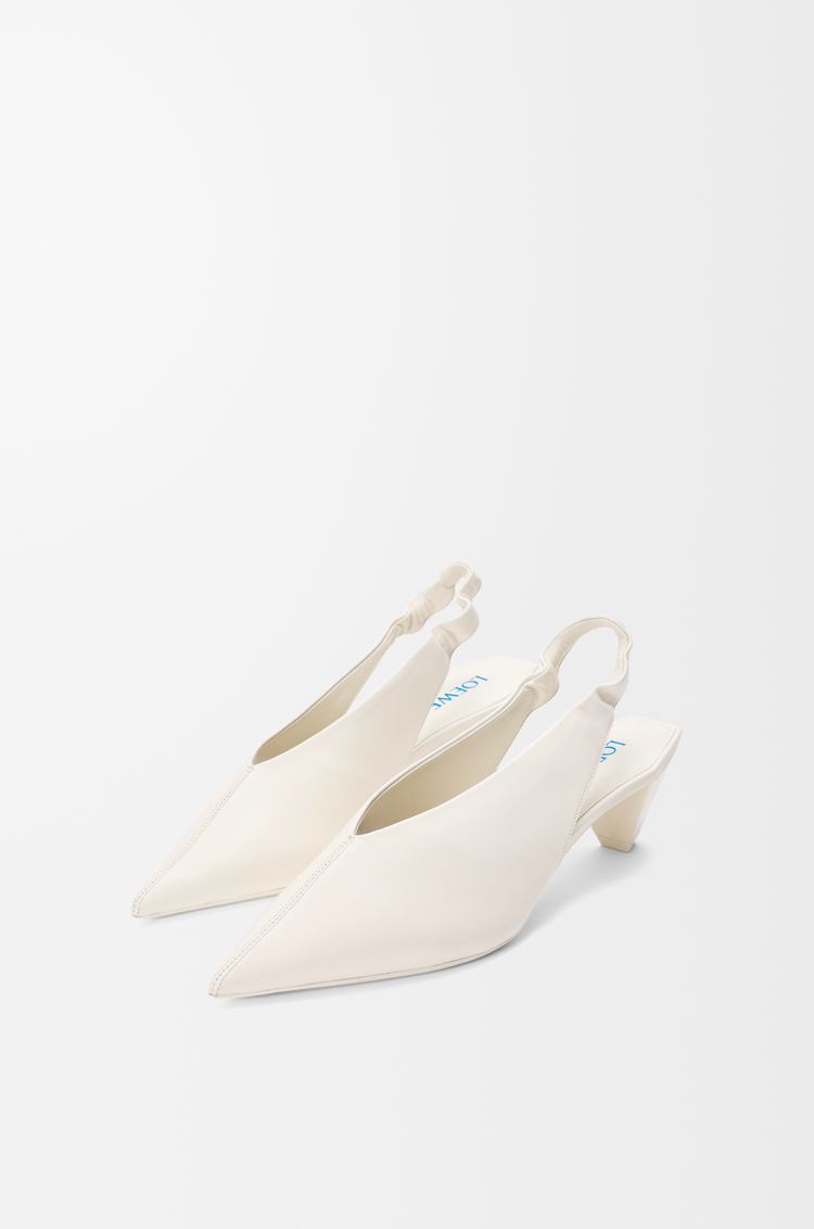 LOEWE Origami Cubic 小羊皮後繫帶鞋 白色