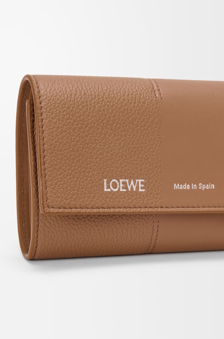 LOEWE Small vertical wallet in smooth and grained calfskin Mocha