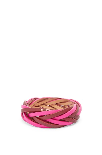 LOEWE Bicolour braided bangle in calfskin Brick Red/Pink plp_rd