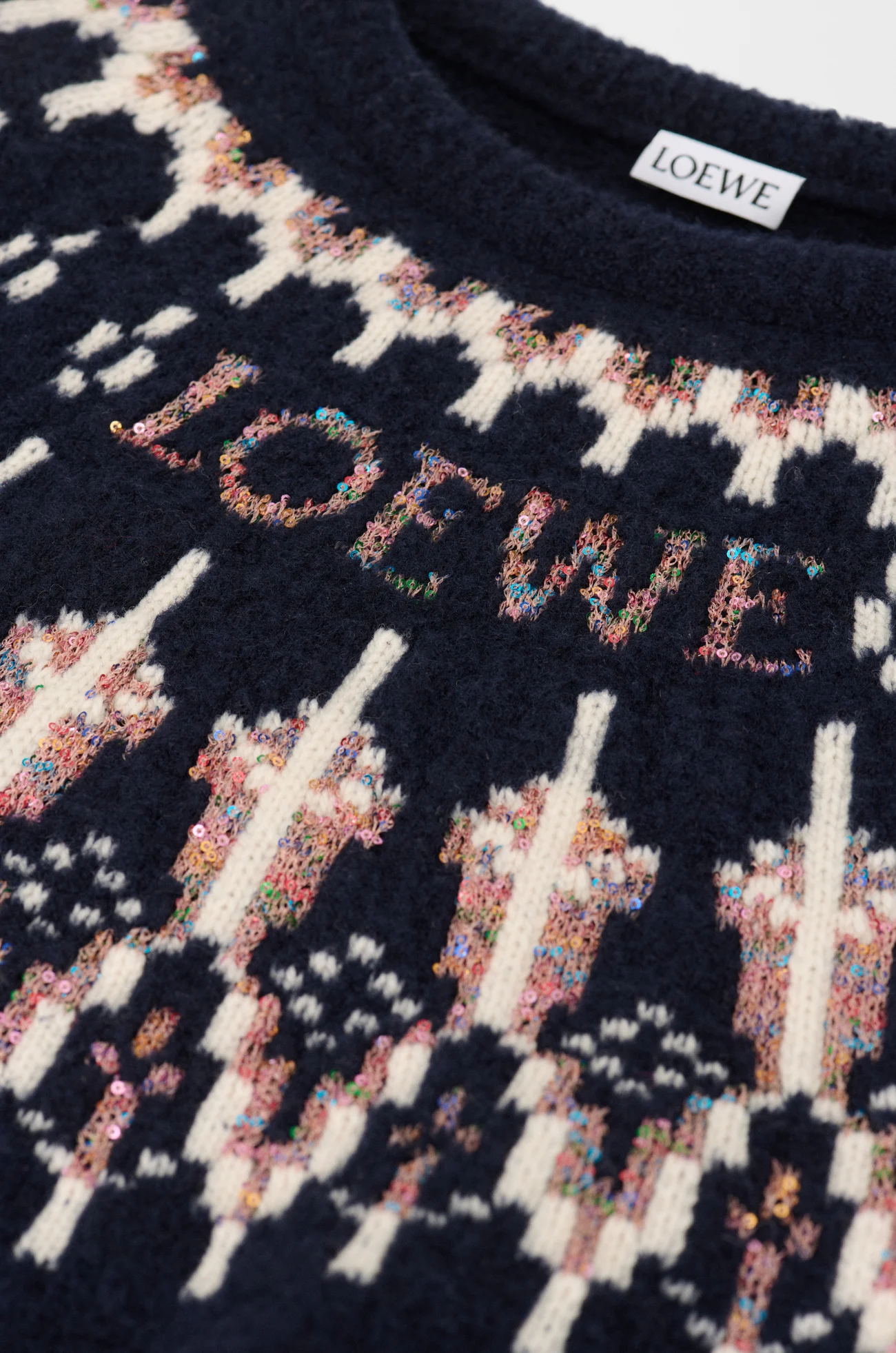 LOEWE Jersey en mezcla de lana Azul Marino/Multicolor