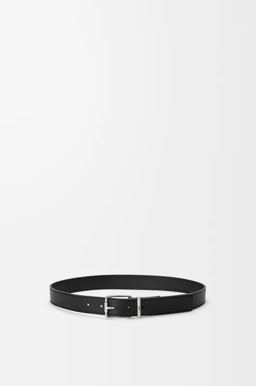 LOEWE Essential belt in supple grained calfskin Black/Vintage Palladium