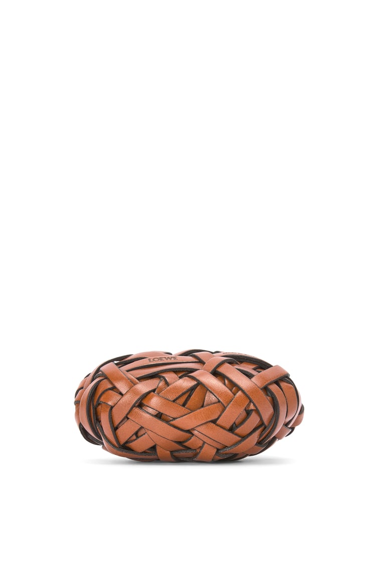 LOEWE Nest woven paperweight in stone and calfskin Tan