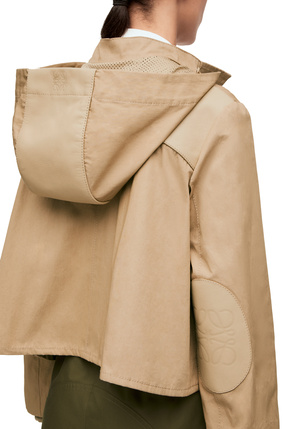 LOEWE Short hooded parka in technical cotton gabardine Taos Taupe