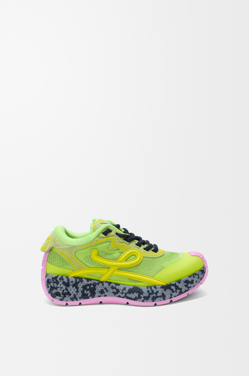 LOEWE Zapatilla Pogo en punto técnico y ante Verde/Amarillo/Negro