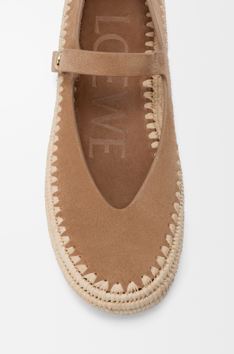 LOEWE リオ メリージェーン（スエード&ラフィア） ダークベージュ