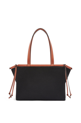 LOEWE Small Cushion Tote in canvas and calfskin Black/Tan plp_rd