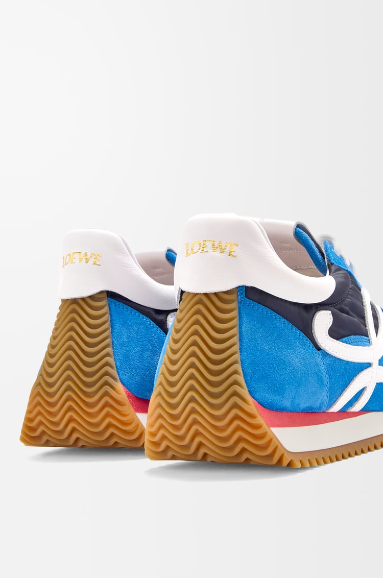 LOEWE Zapatilla Flow Runner 2.0 en nailon y ante Azul Marino/Blanco/Rojo