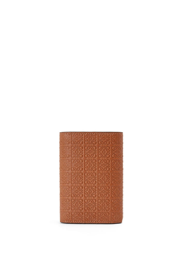 LOEWE Repeat small vertical wallet in embossed silk calfskin Tan
