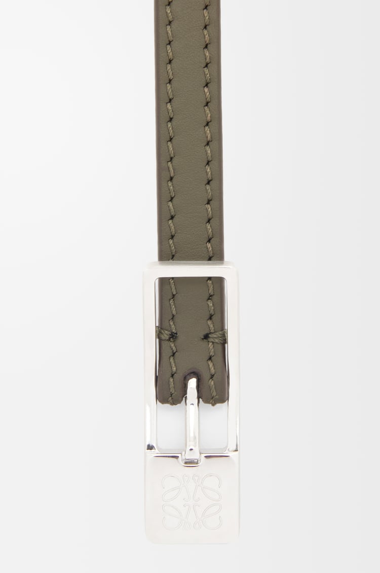 LOEWE 光滑牛皮革 Amazona 挂锁腰带 茶灰色/钯金色