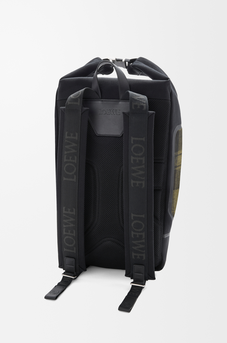 LOEWE Flex roll-top backpack in canvas and brushed suede Khaki/Black