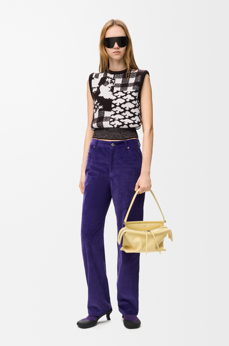 LOEWE Chaleco en lana Ecru/Marrón