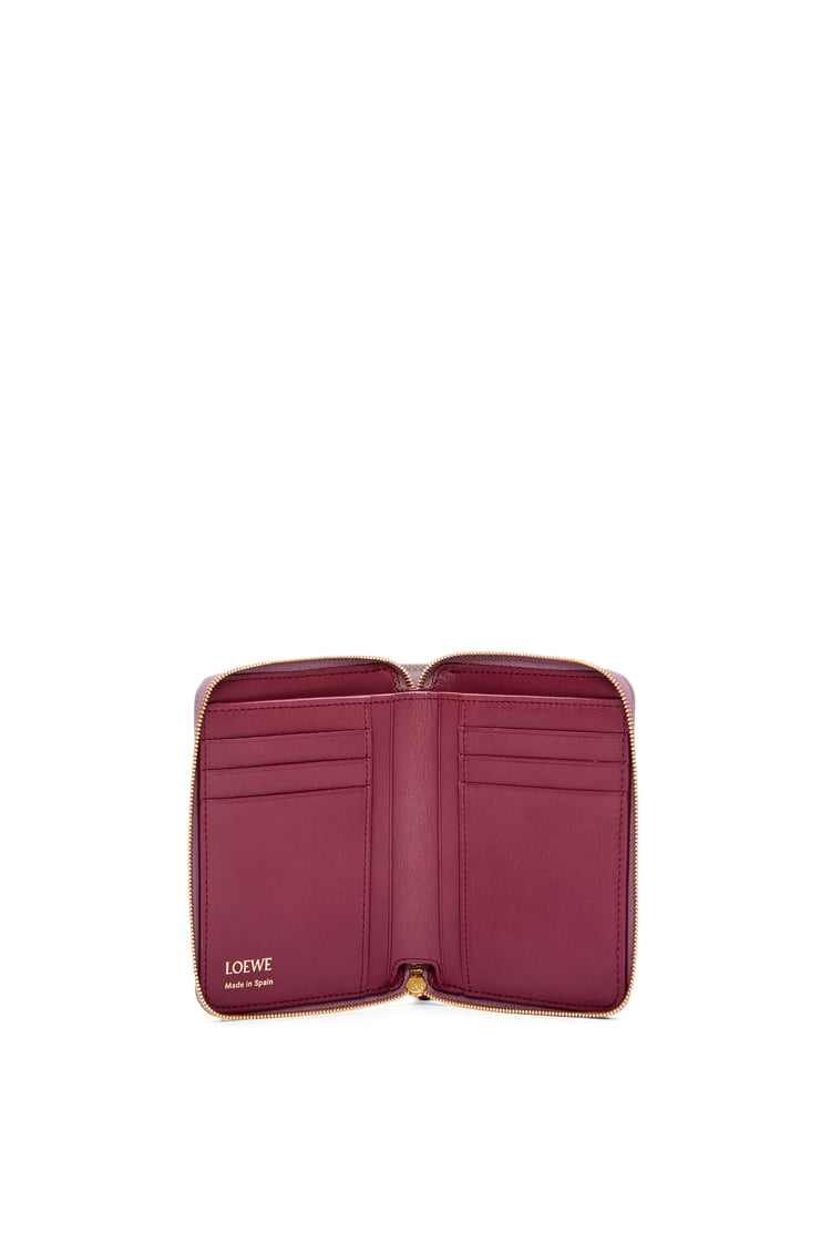 Knot compact zip wallet in shiny nappa calfskin Dirty Mauve/Burgundy ...