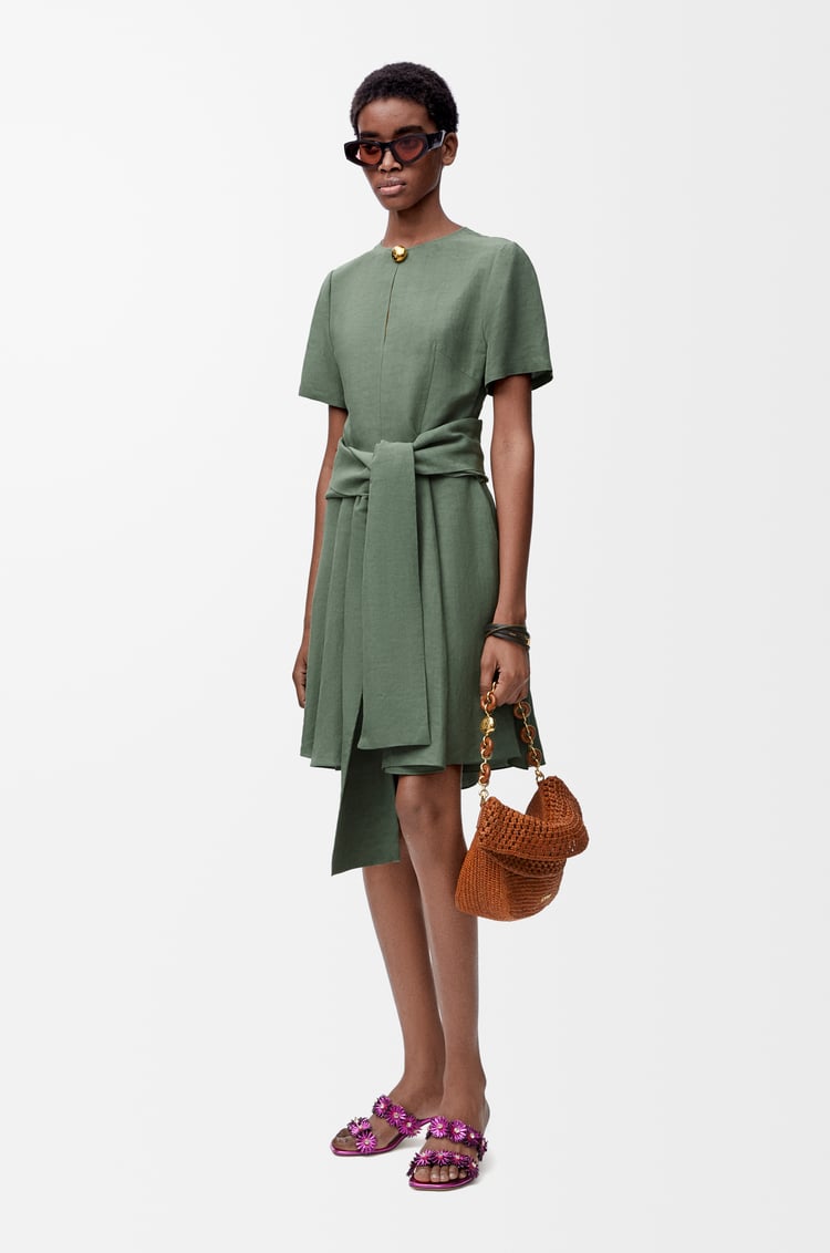 LOEWE Pebble dress in viscose and linen Sage