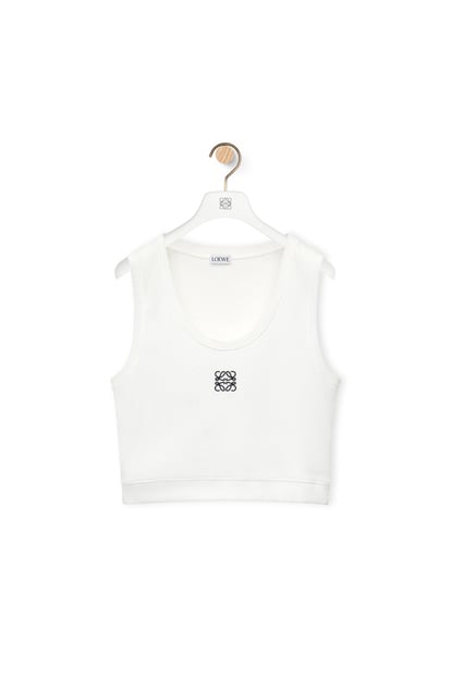 LOEWE Cropped Anagram tank top in cotton 白色/海軍藍