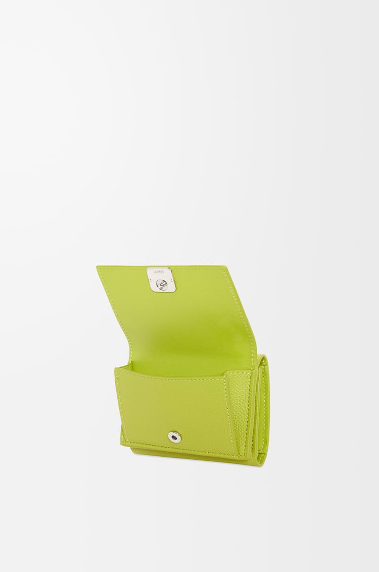 LOEWE Anagram trifold wallet in pebble grained calfskin Meadow Green